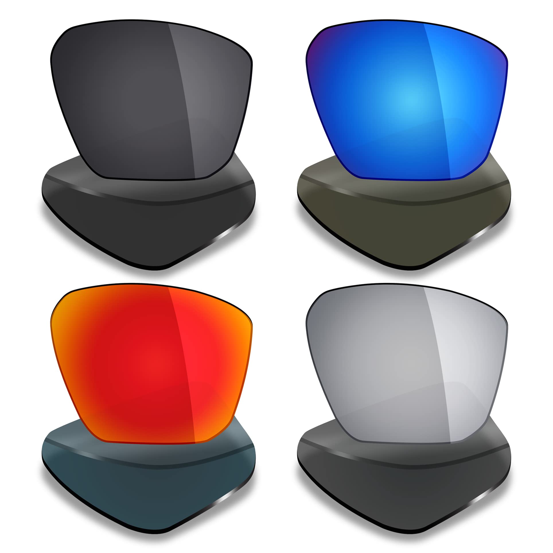 Mryok4 Pair Polarized Replacement Lenses for Oakley Targetline OO9397 Sunglass - Stealth Black/Fire Red/Ice Blue/Silver Titanium