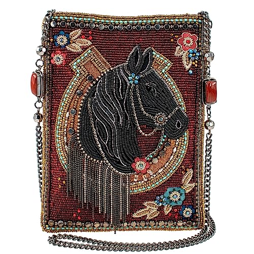 Mary Frances Let’s Gallop Beaded Mini Crossbody Bag Novelty Evening Clutch Purse, Multicolor