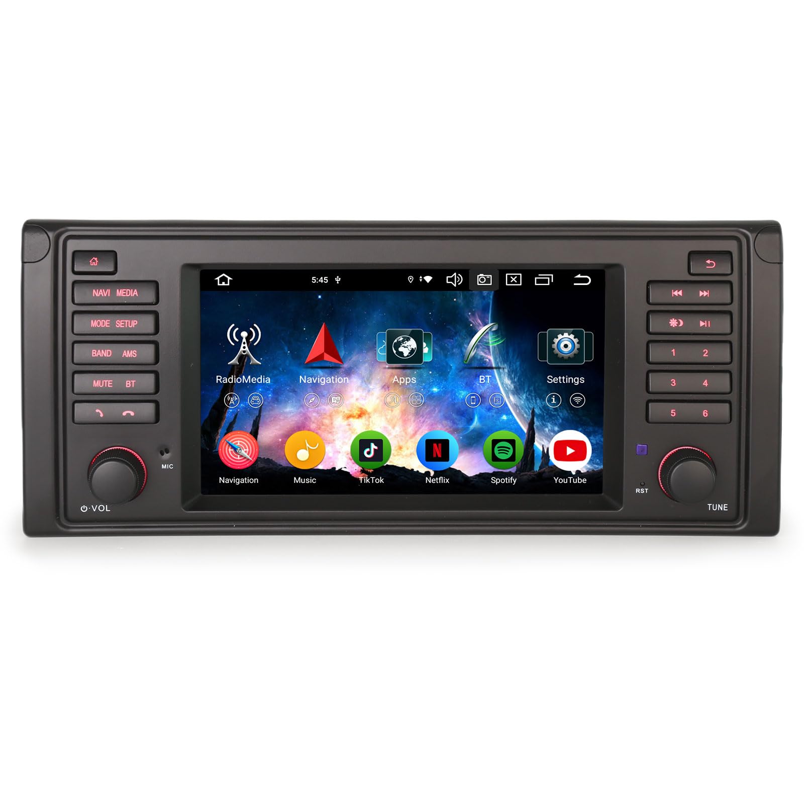 Erisin 8-rdzeniowy 4 GB RAM 64 GB ROM 7 cali Android 14 radio samochodowe Bluetooth z nawigacją GPS do BMW serii 5 E39 M5 obsługuje CarPlay Android Auto WiFi 4G DAB+ OBD2 DSP USB RDS FM DVB-T2 IPS