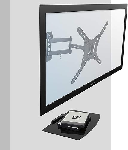 Miniatura 3 de Mount-It! Soporte de TV con estante | Soporte de pared de TV de movimiento completo con estante flotante de entretenimiento para caja de cable, DVR