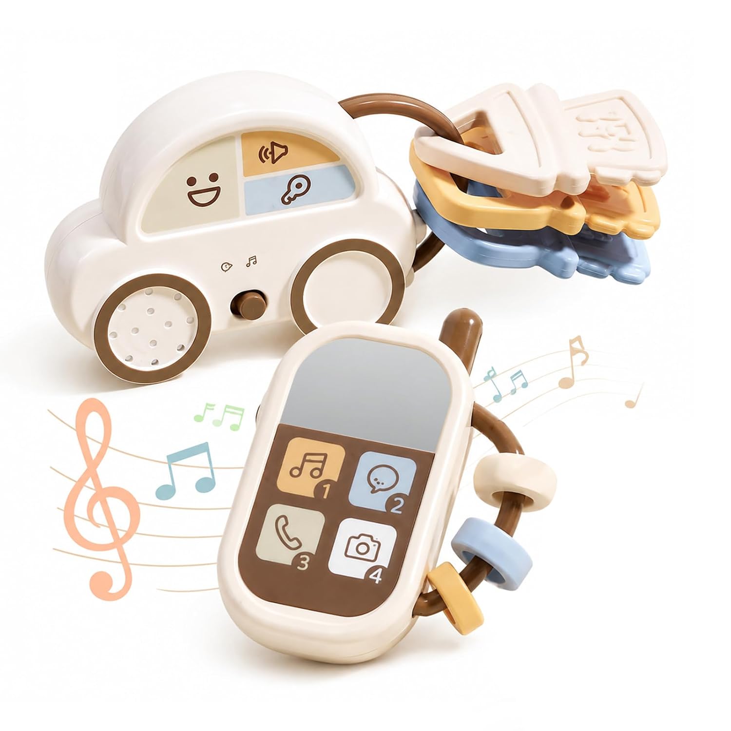 Baby Musical Car Toys and Toy Phone Set for Babies 6-12 Months for Stroller