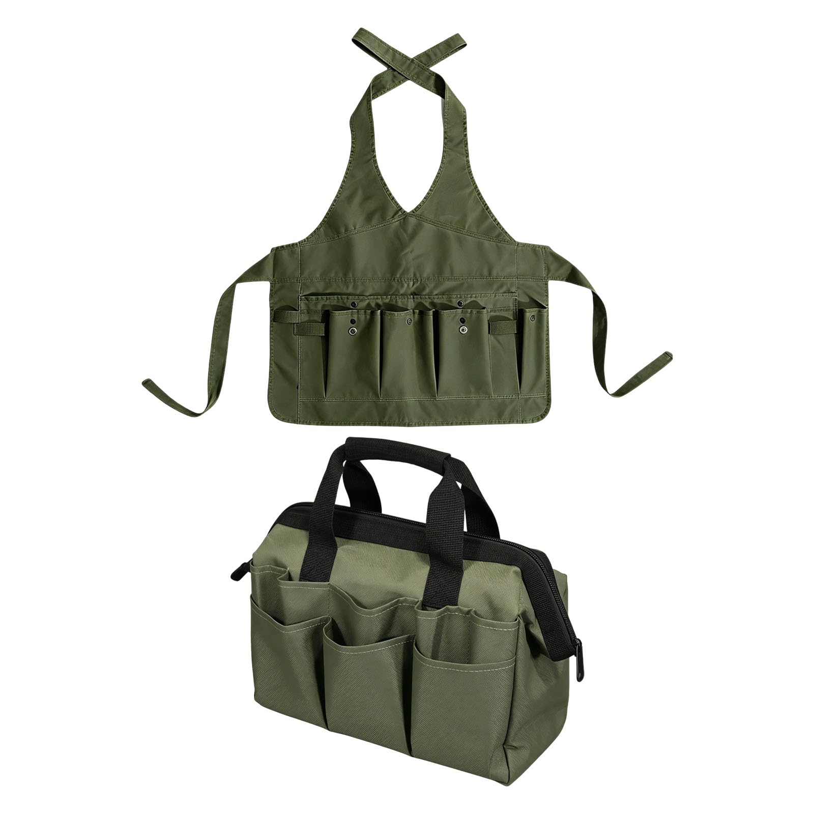 Zepfjhe 2Pcs Tool Storage Bag Oxfords Apron With Multi Pockets For Gardening And Auto Repair Workwear Tool Storage Organizers Gardening Aprons