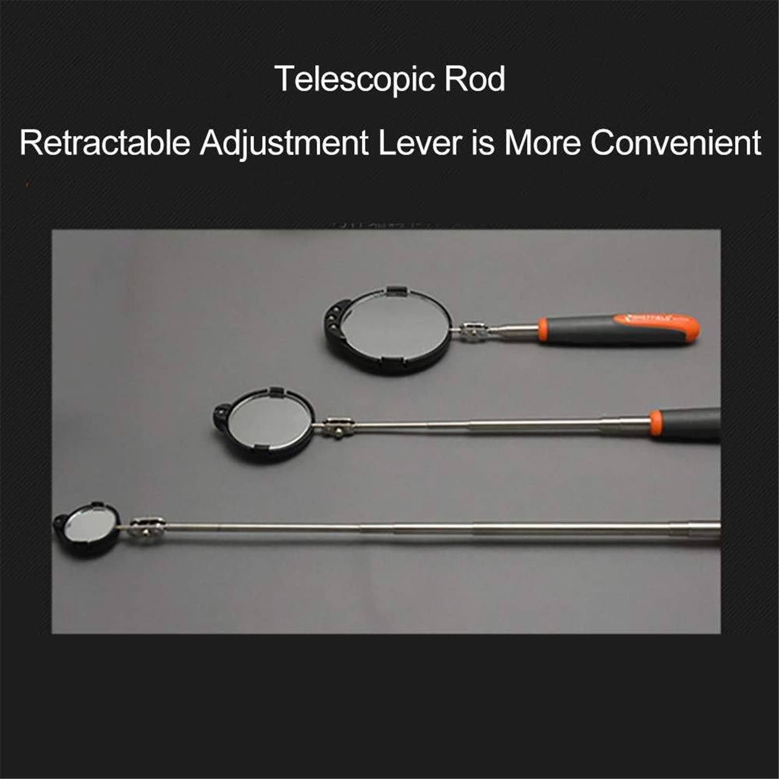 Miroir d'inspection télescopique avec éclairage, 3 pièces, pour Inspection sous véhicule, Entretien du châssis, Longueur télescopique 760 mm/910 mm/940 mm