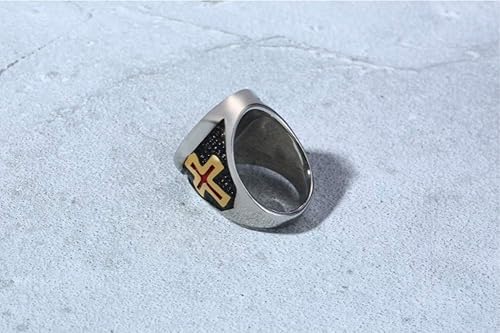 Miniatura 4 de Blowin Anillo antiguo punk de acero inoxidable para hombre, corona de caballero, cruz religiosa, gótico, anillos templarios para el día del padre