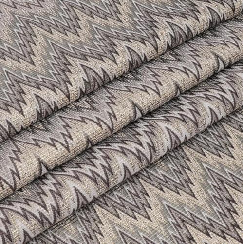 Majestic Giftware Premium Jacquard Cut Fabric Not a Tablecloth Unfinished Edges,38" Wide X 120" Length Dark Zigzag Cloth for DIY Table Runners, Upholstery, Pillows & Window Treatments