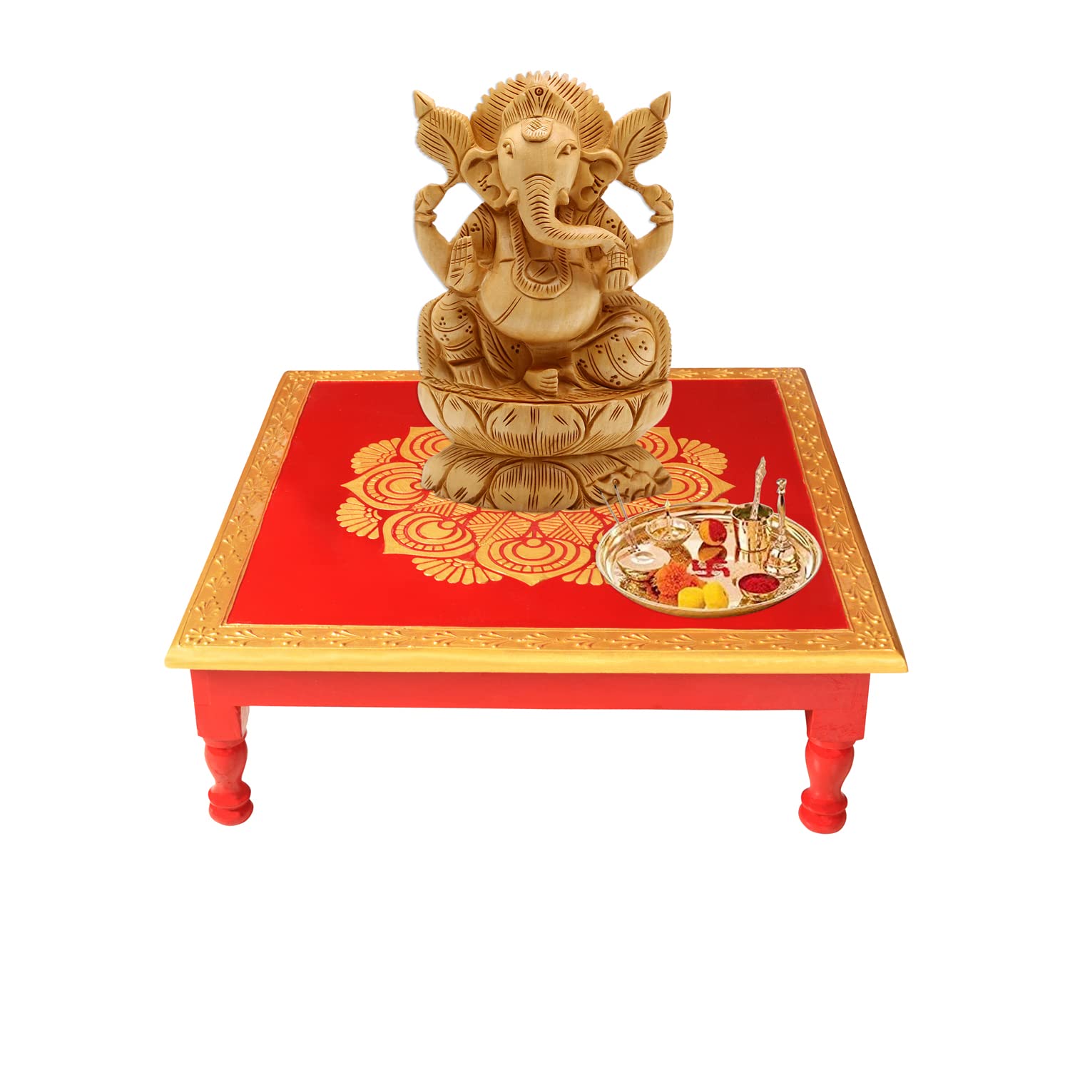 Lalhaveli Big Size Chowki for Puja Home Decor Stool Wooden Square 18 Inch Altar Table Pooja Bajot (B09NXVNQPH) Amazon Price History, Amazon Price Tracker