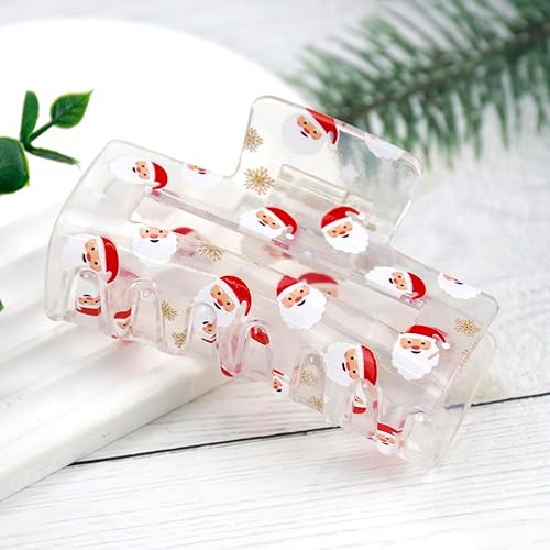 Miniatura 2 de Pinzas para el cabello de Navidad para mujeres y niñas, grandes, de Papá Noel, exquisitos clips de garra para cabello grueso y fino, pinzas de pelo