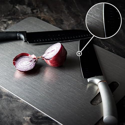 Miniatura 4 de Titanium Stainless Steel Cutting Board, Thick Metal Kitchen Chopping Board with Non-Slip Edge, Dishwasher Safe Metal Cutting Board for Hygiene &