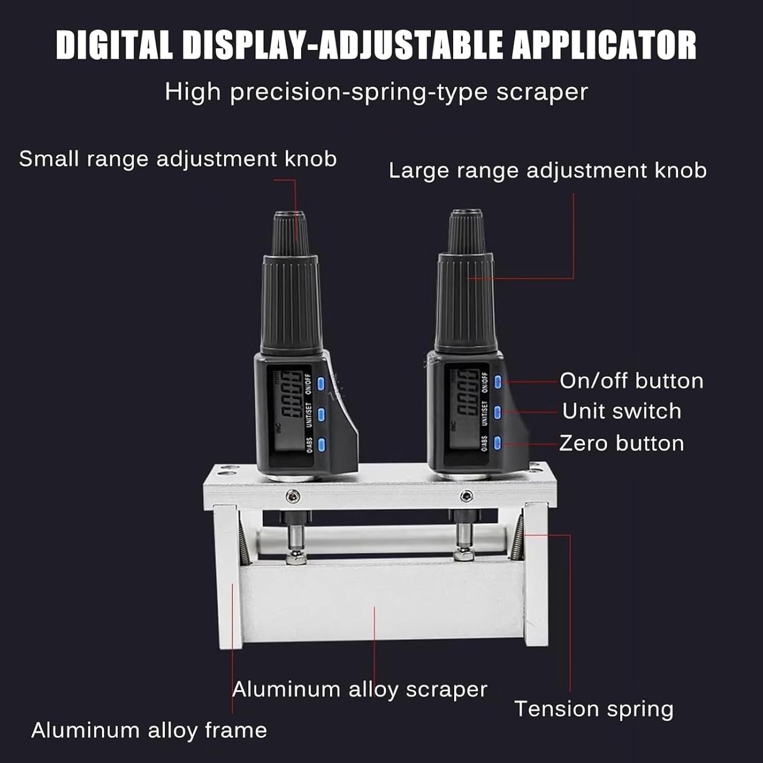 Adjustable Digital Display Film Applicator, 100mm 150mm 200mm 300mm Wet Film Preparation Device, Measuring Range: 1-6000μm, Stainless Steel Scraper, for Paint, Coatings (300mm)