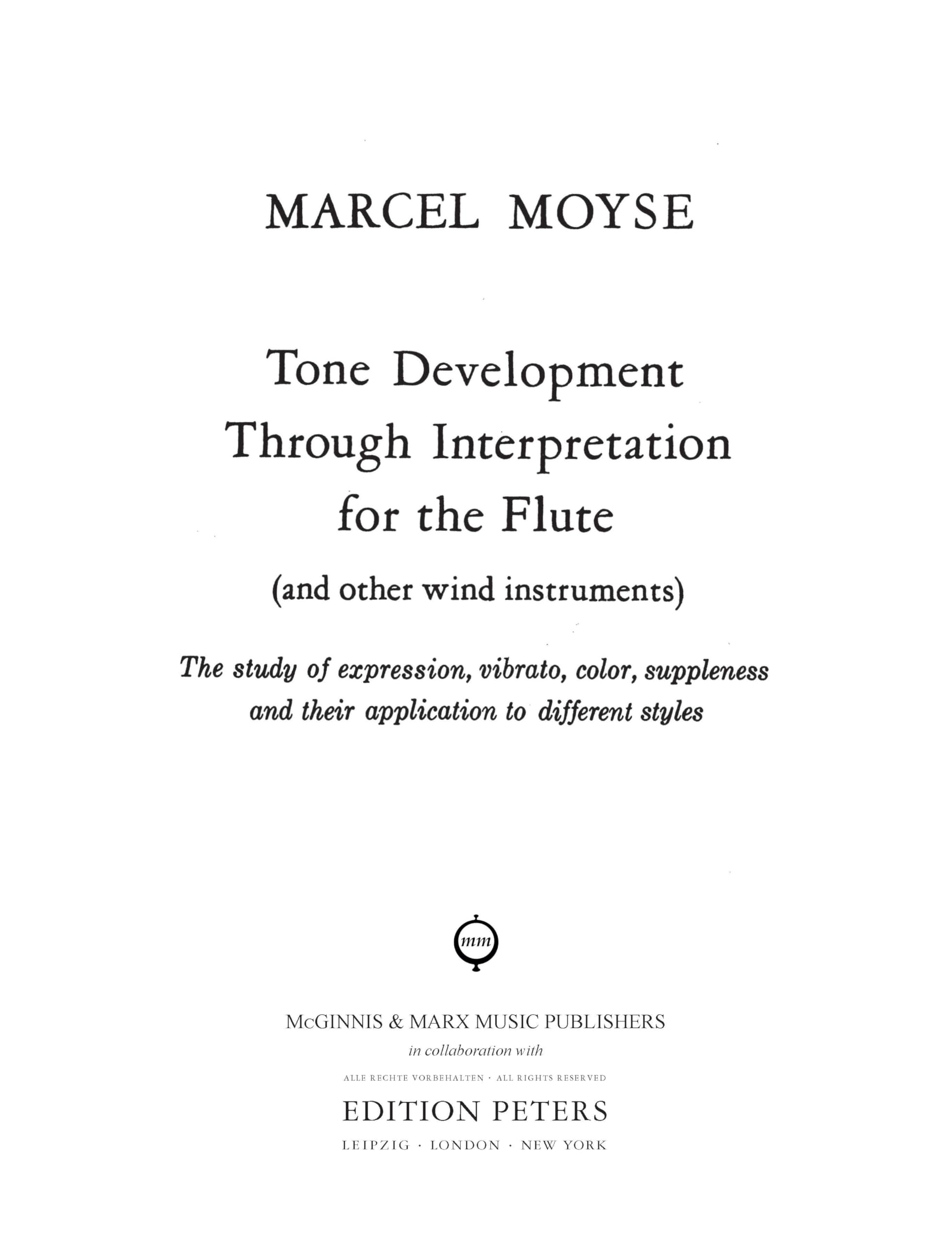 Marcel moyse : tone development through interpretation for the flute (instrumental solo): Sammelband, Lehrmaterial für Flöte