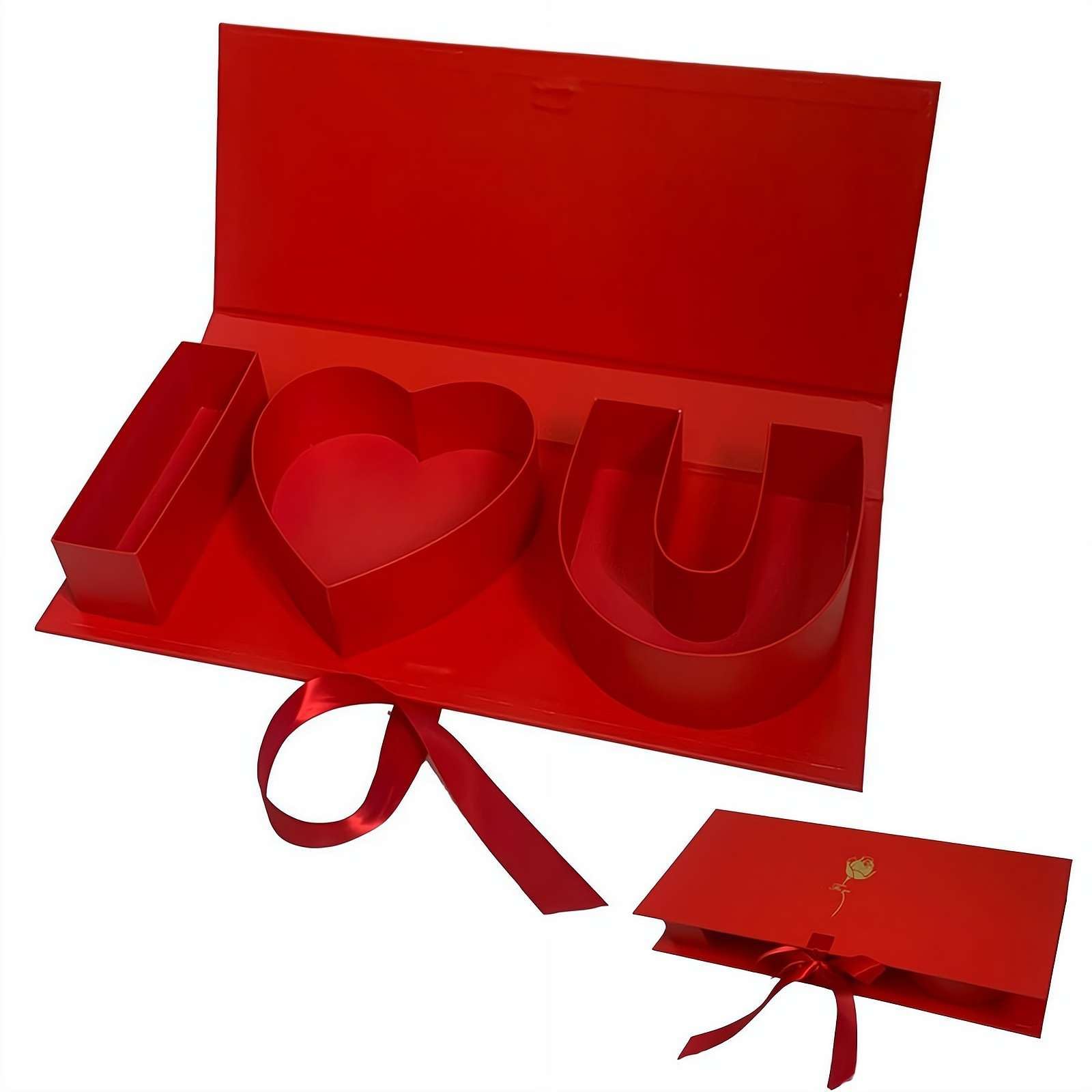 Empty Flower Gift Box I Love U Cardboard Letter Shaped, I Love You Heart-Shaped Gift Box – Elegant Red Gift Set with I LoveU Design, Perfect for Valentine’s Day, Anniversary, or Romantic Occasions