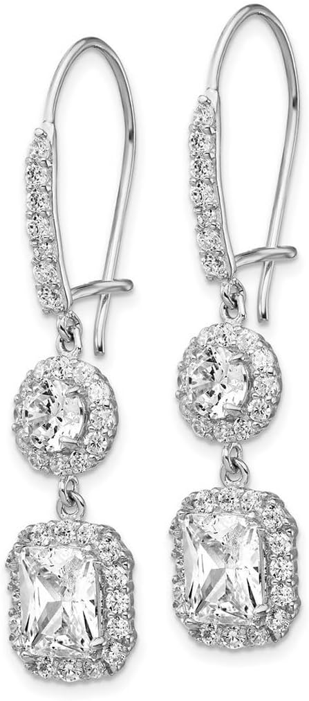 925 Sterling Silver Kidney wire Cubic Zirconia French Wire Earrings 40x10mm Wide Dangle Earring for Women - Image 3