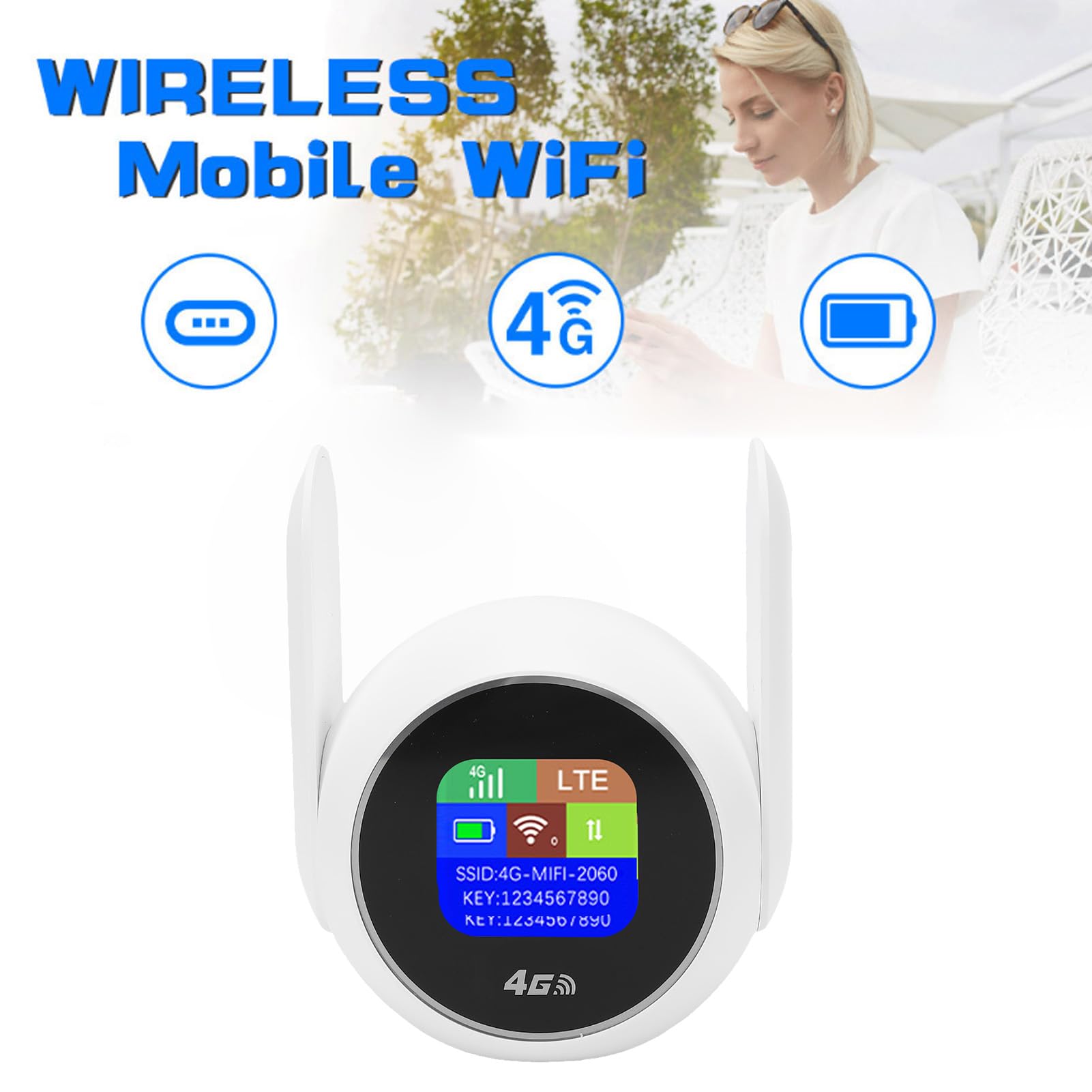 Luocute Router Hotspot WiFi Portatile Router Internet Mobile 4G LTE WiFi 6 con Slot per Scheda SIM e Cavo RJ45 per Viaggi, Casa, Lavoro, Supporto Fino a 32 Utenti