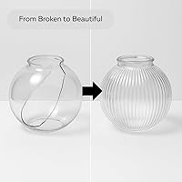 Vista 6 de LIGHTACCENTS Cubierta de luz de techo acanalada transparente – Globo de montaje empotrado de 5.9 pulgadas para ventilador o accesorio de repuesto