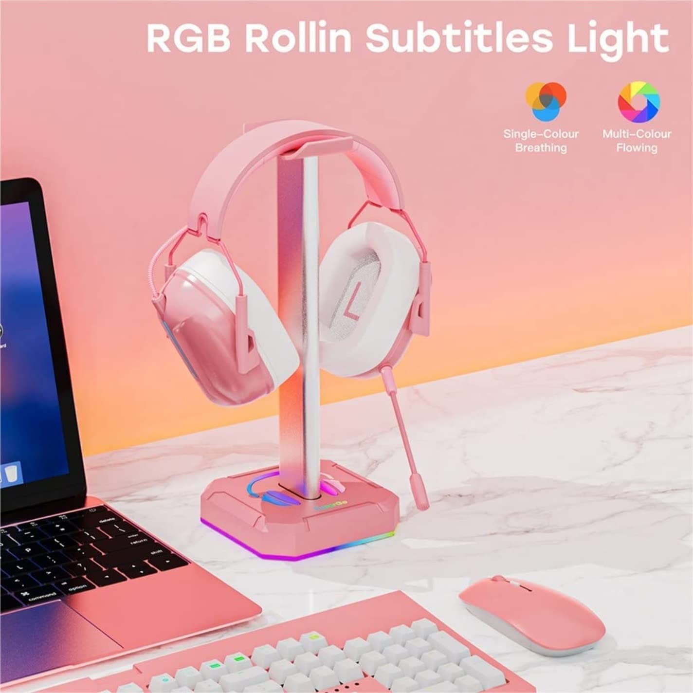 supporto per cuffie, Cuffie da gioco in lega di alluminio Supporto universale for cuffie(Roze)