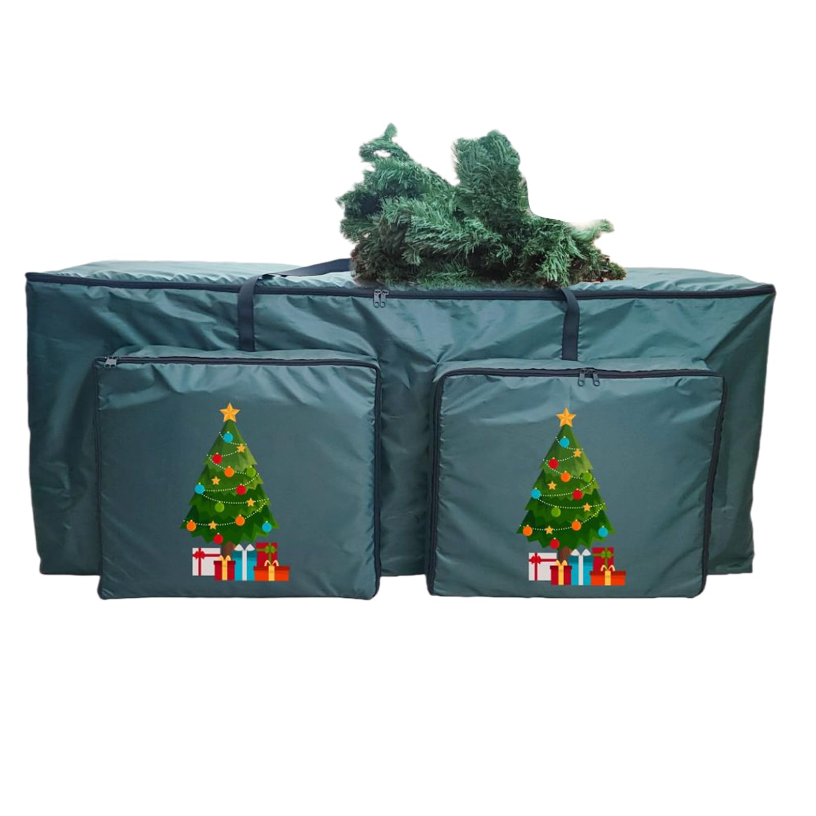 Boîte de rangement pour sapin de Noël grand volume en tissu oxford résistant avec poignées