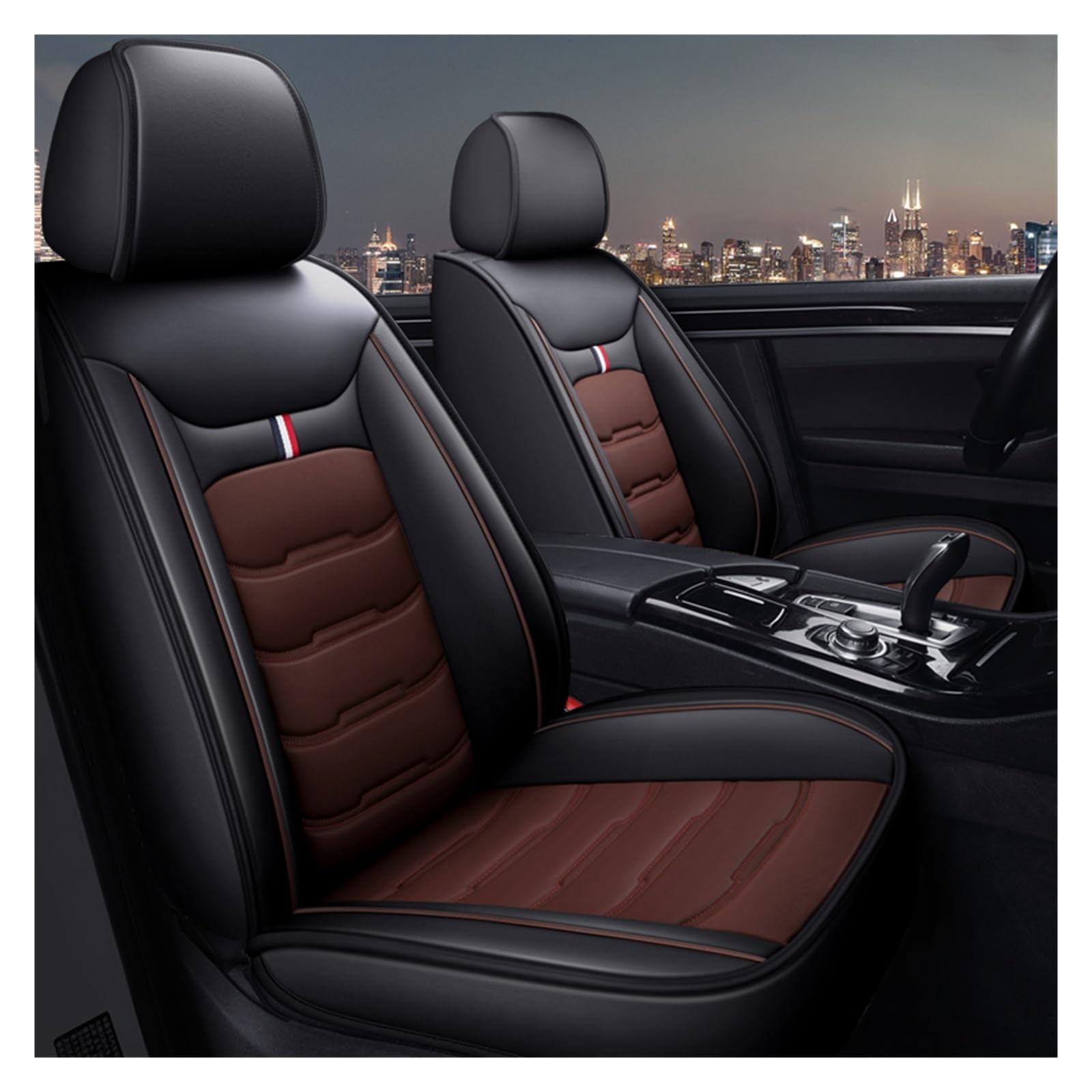 Housse Siege Voiture pour Dacia Duster 2018-2026, Coussin en Cuir De Première Imperméable Et Résistant À l'usure, Housses Siege Avant Auto Protection(Black Coffee)