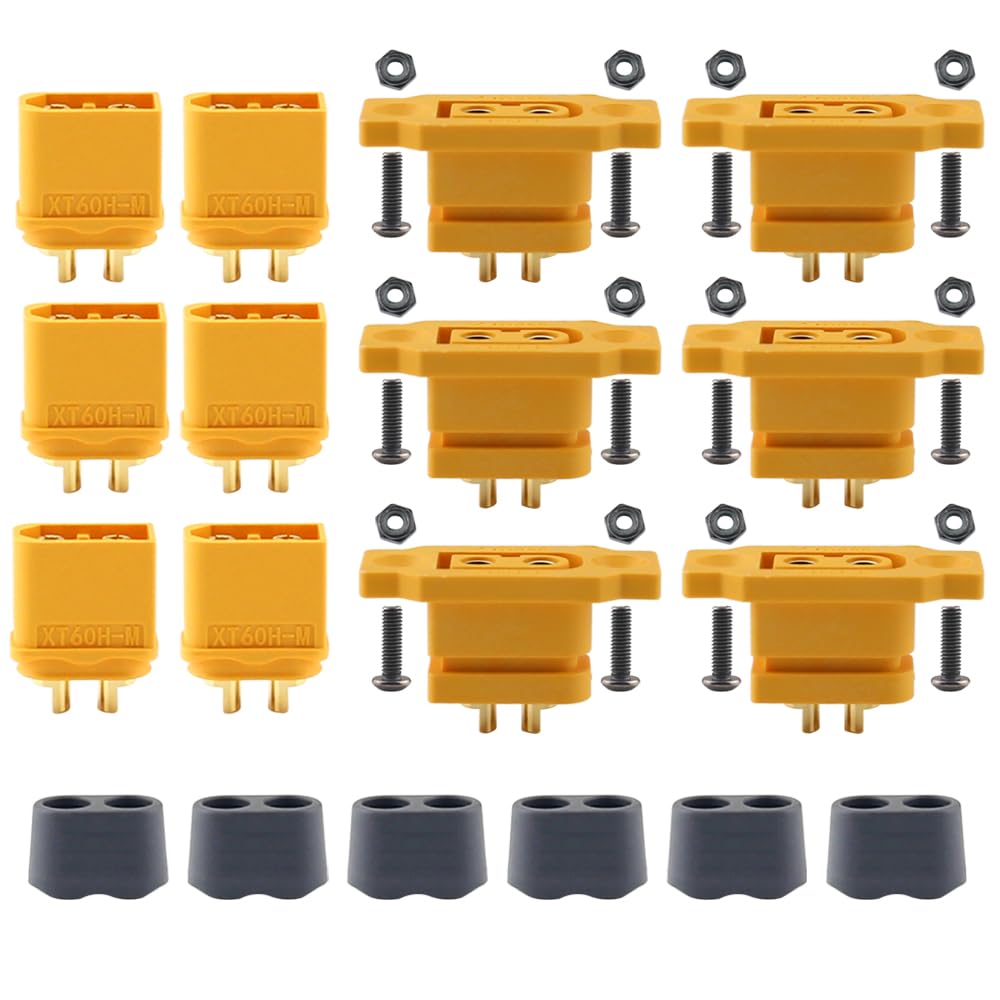 Amass 6Pairs XT60h XT60 Male Bullet Connector XT60E-F Female Plug with Screws for RC Models Multicopter …