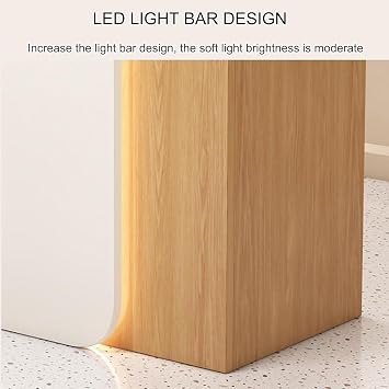 Retail Checkout Counter with LED Lights, Lockable Drawer - Modern Reception Desk for Supermarket, Convenience Store, Hotel Lobby, Office