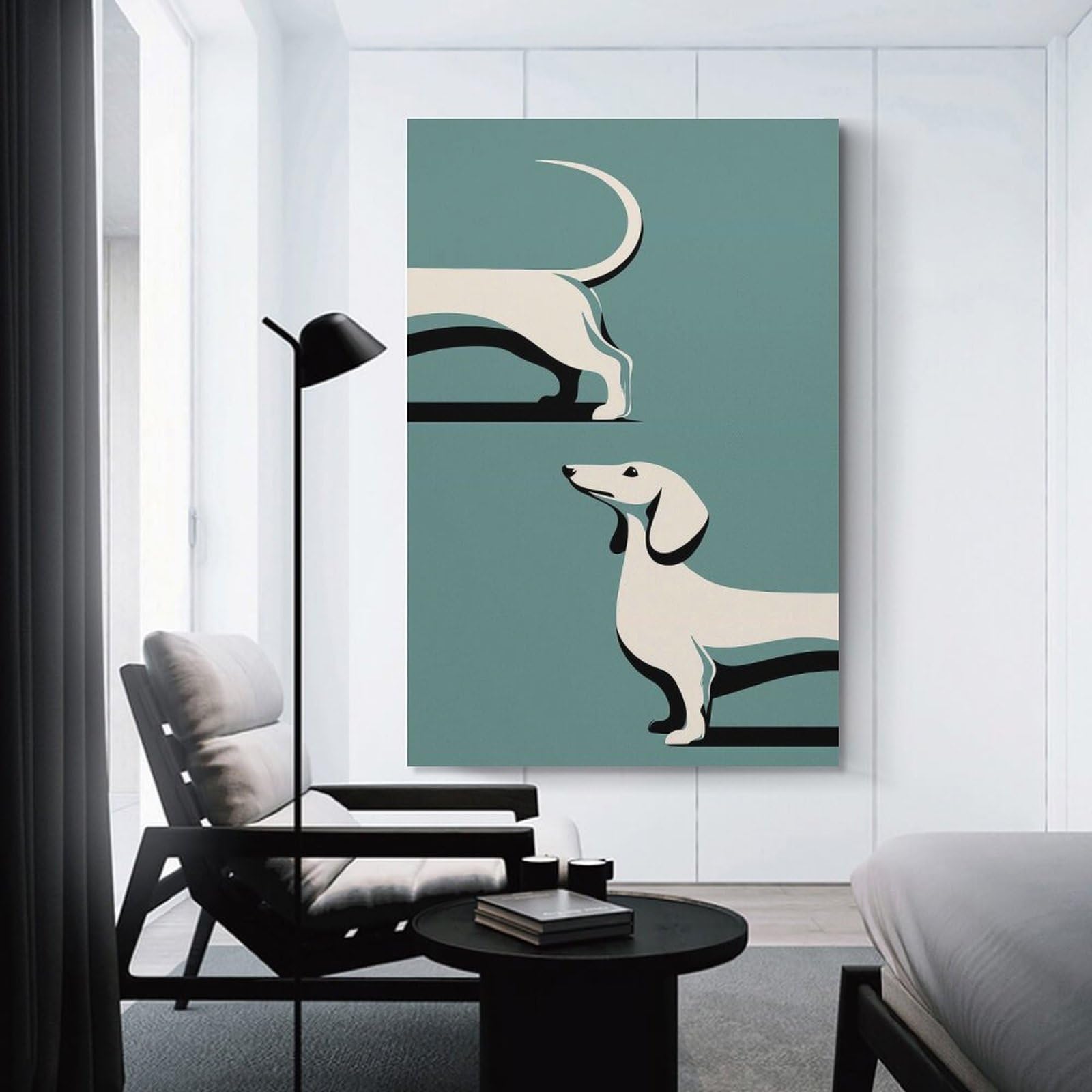 Junmoney Dachshund Dog Print Canvas Wall Picture 20x30inch(50x75cm), for Picture Wall Styling in Lounge Or Bedroom, Decorative Artwork with Flexible Styling