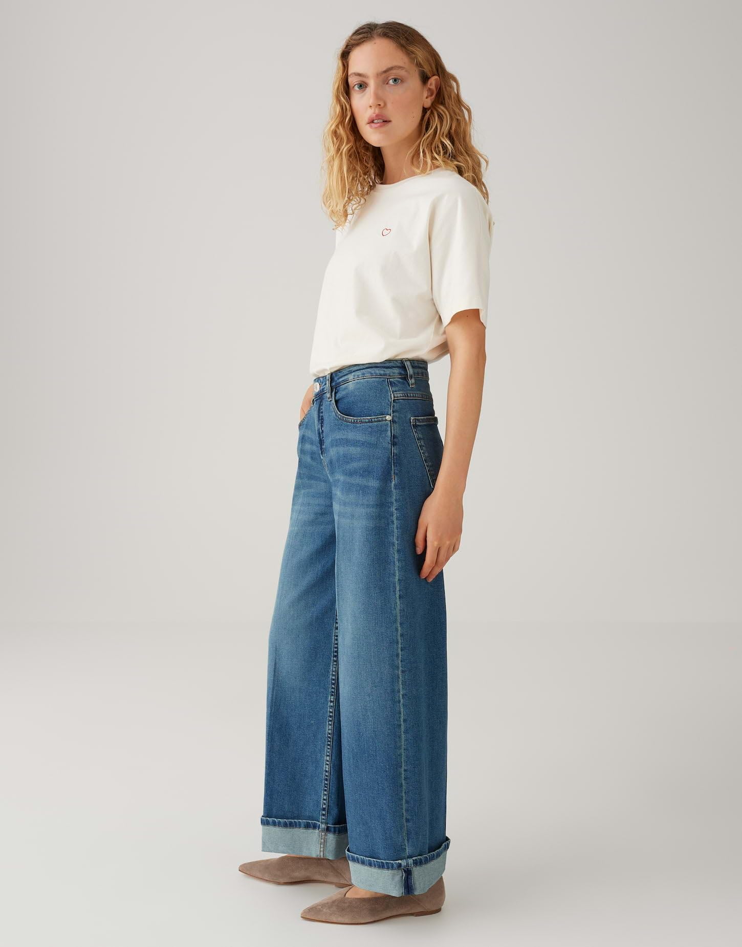 OPUS Damen Wide | Miva Valentine Verkürzte Wide Leg Jeans aus Dry Indigo® Mid Rise