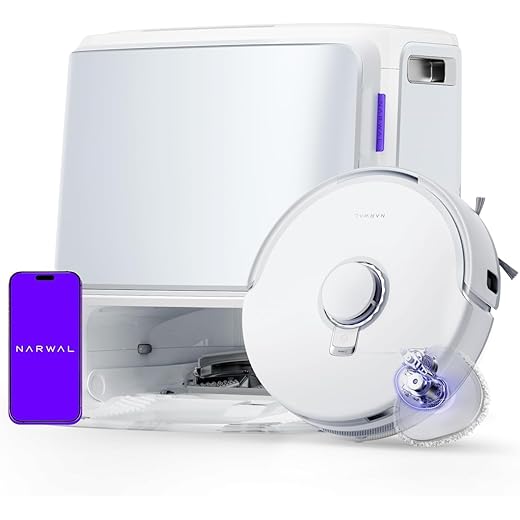 NARWAL Freo Z10 Robot Vacuum & Mop, 120-Day Dust Bin, Tangle-Free Brush, Self-Cleaning, Corner Mop, 15000Pa Suction, Smart Dirt Sensors, Works with Google, Alexa, Siri & App