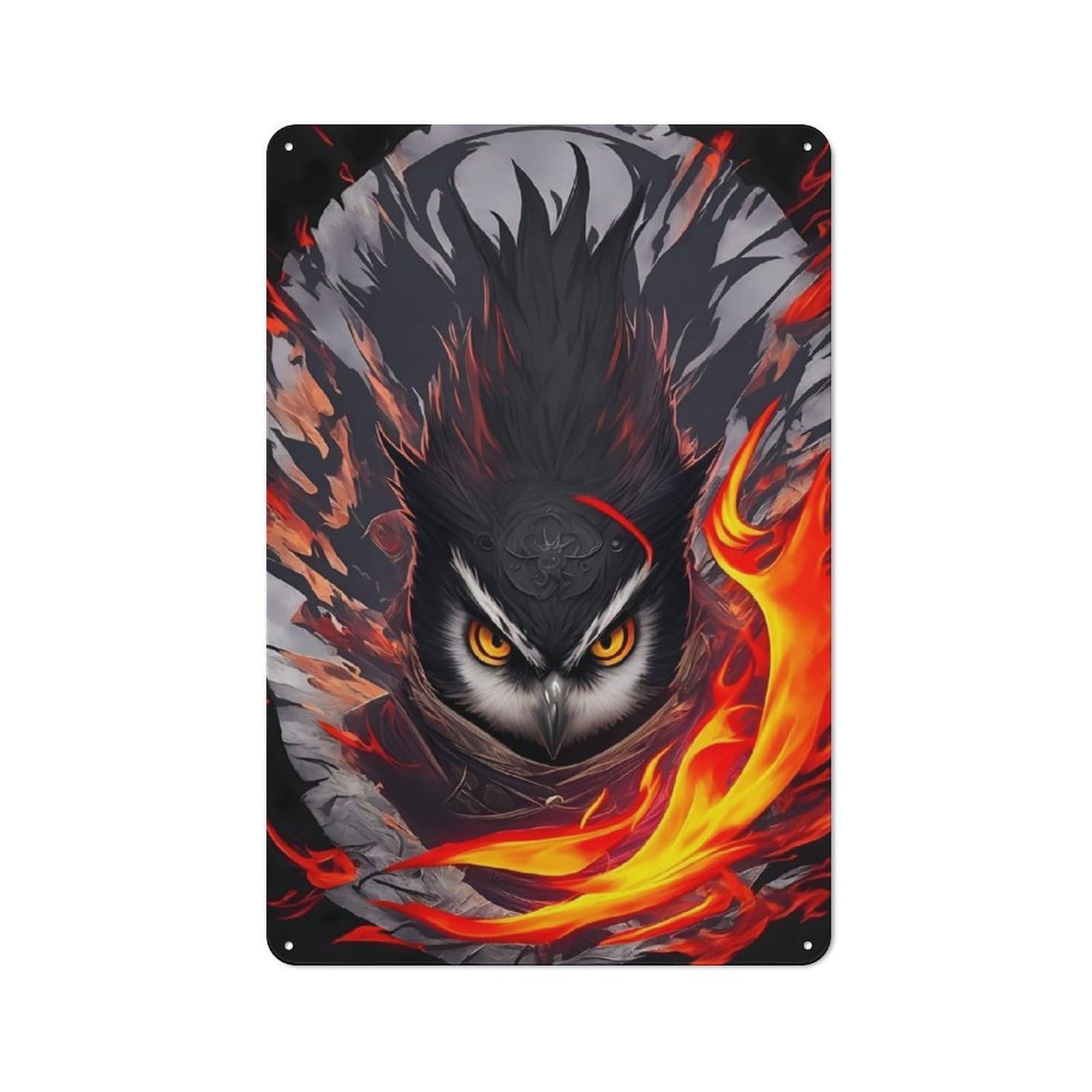 Junmoney Evil Ninja Owl Metal Plaque 30X20cm With For Hallway Wall, Rustic Decor, For Garage, Workshop And Man Cave Decoration