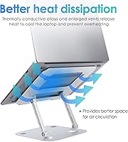 Vista 4 de Soportes para laptop, soporte ajustable multiángulo para laptop, soporte ergonómico de aluminio con ventilación de calor, soporte elevador portátil