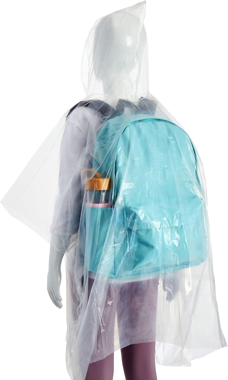 Juvale Kids Poncho - 10-Pack, One Size, Clear - Plastic Disposable Rain Ponchos for Kids with Hood - Bulk Emergency Rain Cover for Children - Image 7