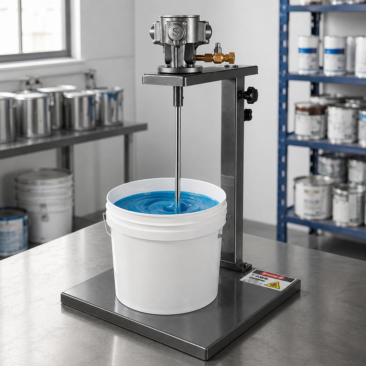 Mezclador de pintura neumático con soporte de elevación manual, agitador de aire de 5 galones, 1/8 caballos de fuerza 2600 RPM para revestimientos y líquidos