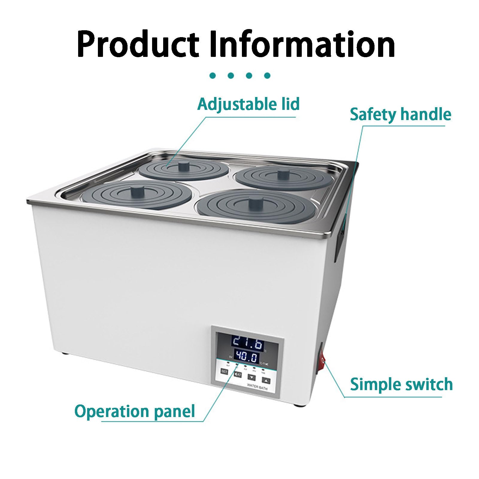 Cyfrowe laboratorium Bain-Marie, pojemność urządzenia grzewcze do kąpieli w laboratorium handlowym, powłoka ze stali nierdzewnej (podwójny otwór 600 W)