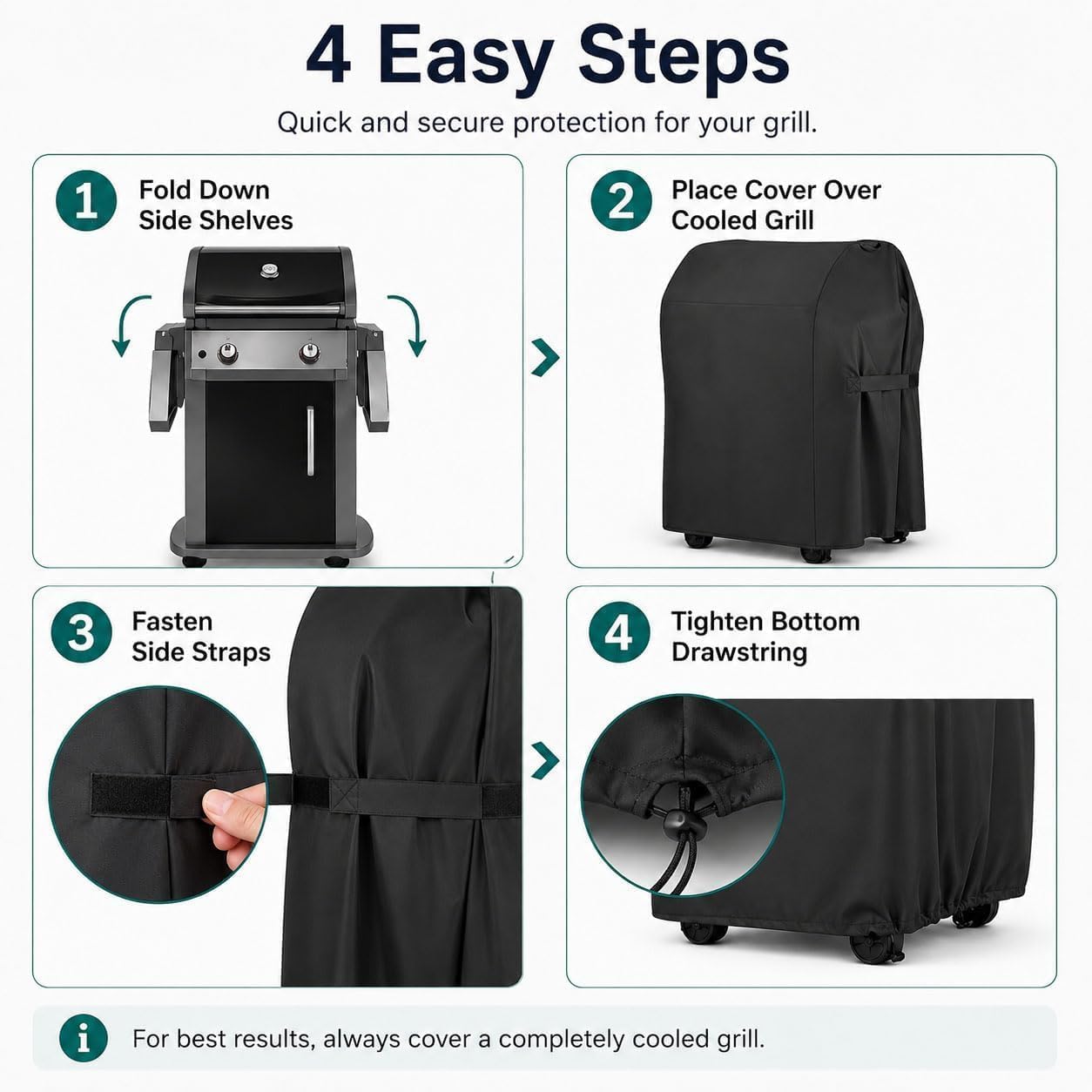 Funda para Parrilla de Barbacoa para Broil King Crown 490 Shadow 2026+ | Duradero, impermeable, resistente a desgarros, resistente a los rayos UV, ajuste seguro, con cordón ajustable