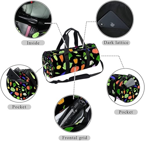 Vista 2 de AISSO Duffel Bag for Women Men Healthy Vegetables Sports Gym Tote Bag Weekend Overnight Travel Bag Outdoor Luggage Handbag