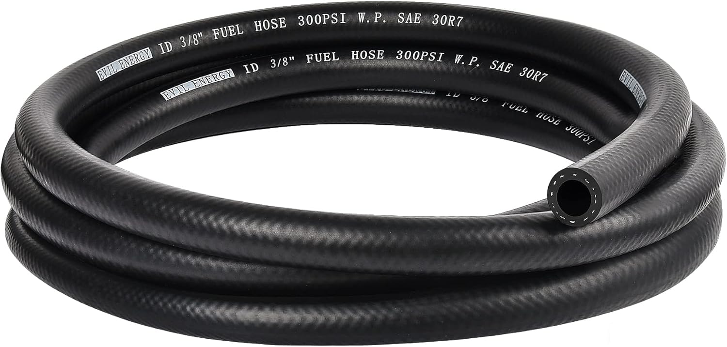 EVIL ENERGY Baffled Oil Catch Can with Breather Filter 300ML Blue Bundle with 3/8 Fuel Hose Line NBR Rubber 5FT 300PSI SAE 30R7