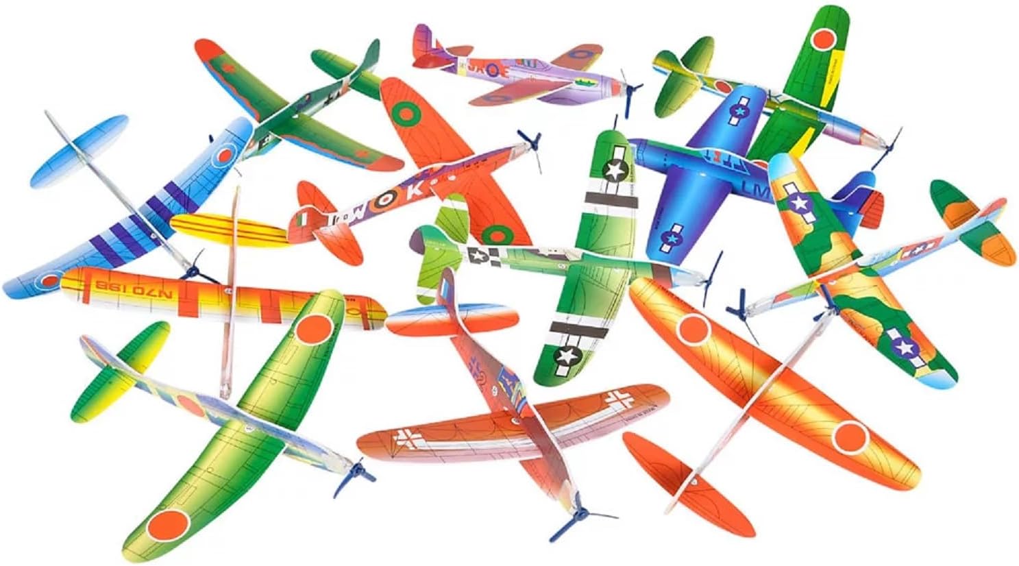 Zugar Land Flying Glider Plane - P6 Pack (8") Small Model Aircrafts in Assorted Designs. Each Comes in Colorful Envelope. Great Party Favor, Carnival Prizes (96 Pieces)