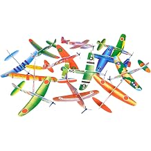 Zugar Land Flying Glider Plane - 12 Pack 8" Small Model Aircrafts in Assorted Designs. Each in Colorful Envelope. Great Party Favor, Carnival Prizes 12 Pieces