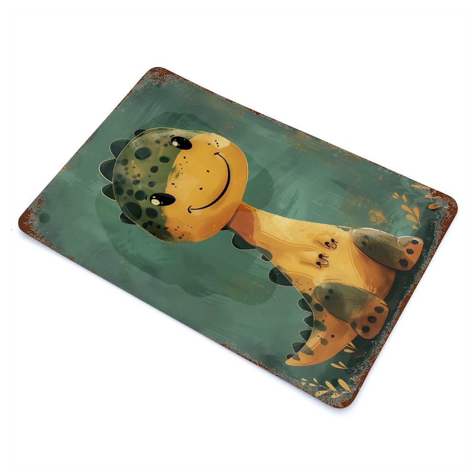 Cute Watercolor Baby Dino Retro Metal Sign 11.8"x7.9", for Pub, Kitchen And Man Cave Decor, Retro Wall Decor