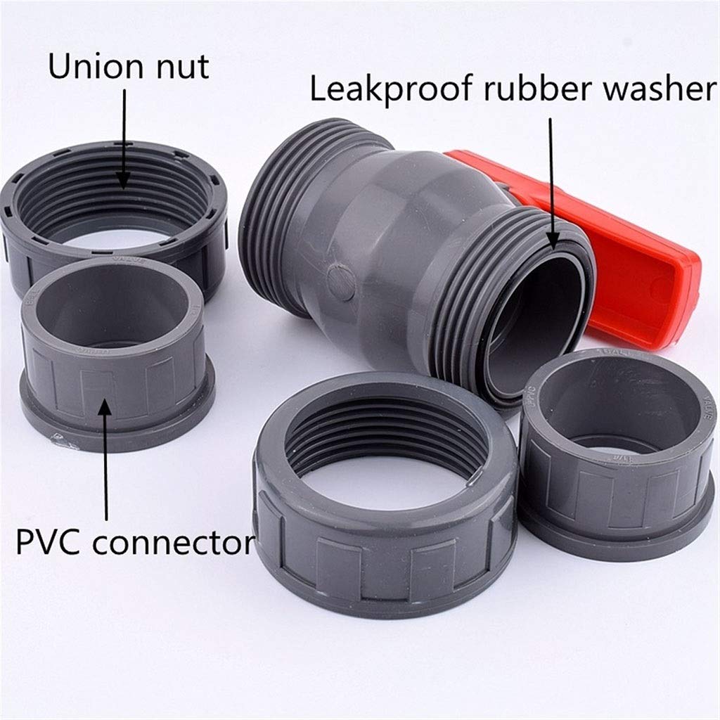 Connettore Per Valvola A Unione In PVC, Valvola A Sfera Doppia Unione 20/25/32/40/50 Mm, Raccordi Per Tubi Dell'acqua Adattatore Per Irrigazione Da Giardino Per Pesci D'acquario, 1 Pz (Size : 50mm)