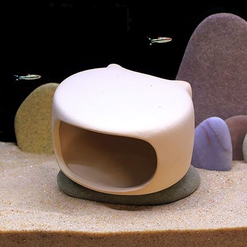 Miniatura 50 de Saim Decoraciones de acuario, cueva de cerámica de la casa de hongos, escondite de peces betta, cueva de hongos, adornos para pecera de peces