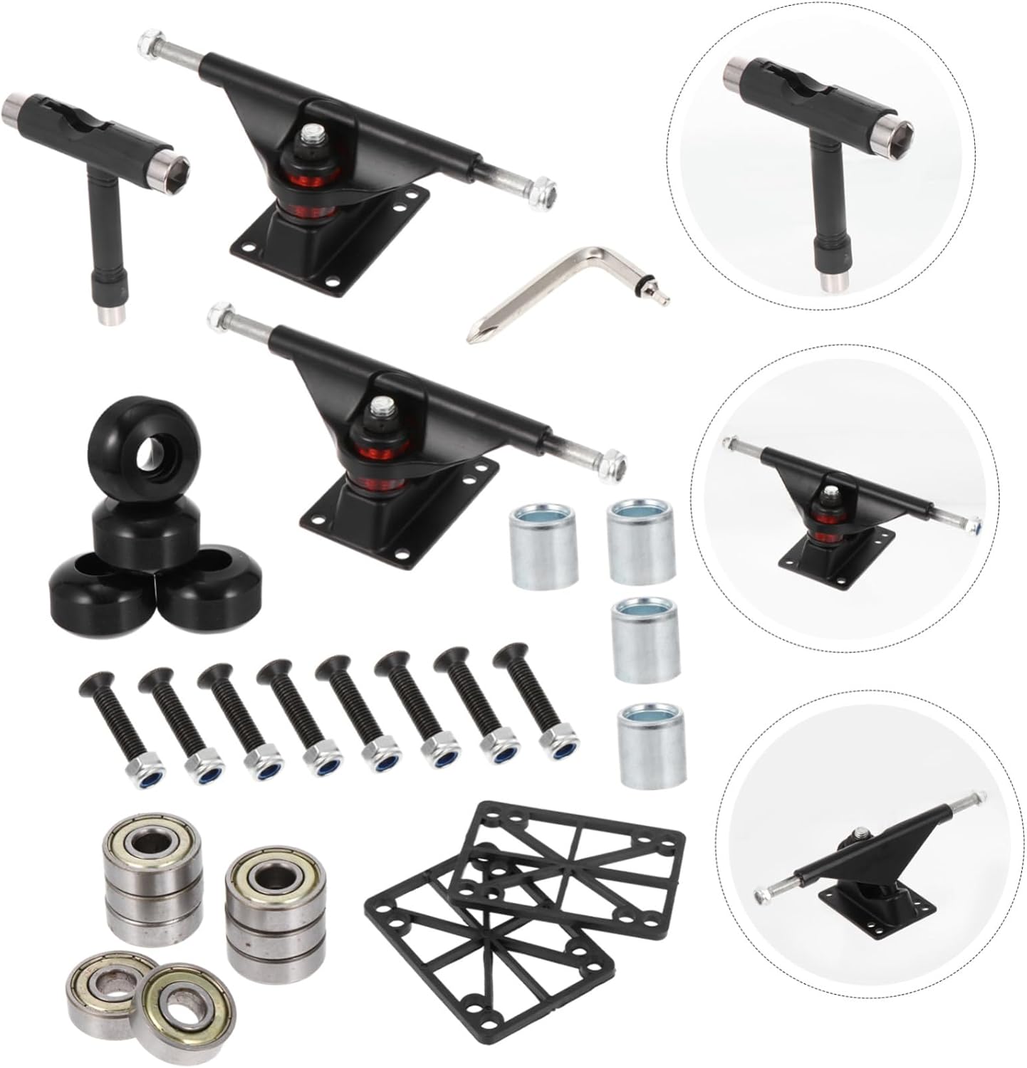 POPETPOP 1set Skateboard Bridge Accessories Kit Brackets Pu Wheels and Bearings Essential Skateboard Parts for All Skill Levels Random Style