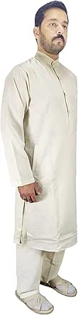 Afghani Style Gents Shalwar Kameez Set for Men | 2 Pieces Long Kurta