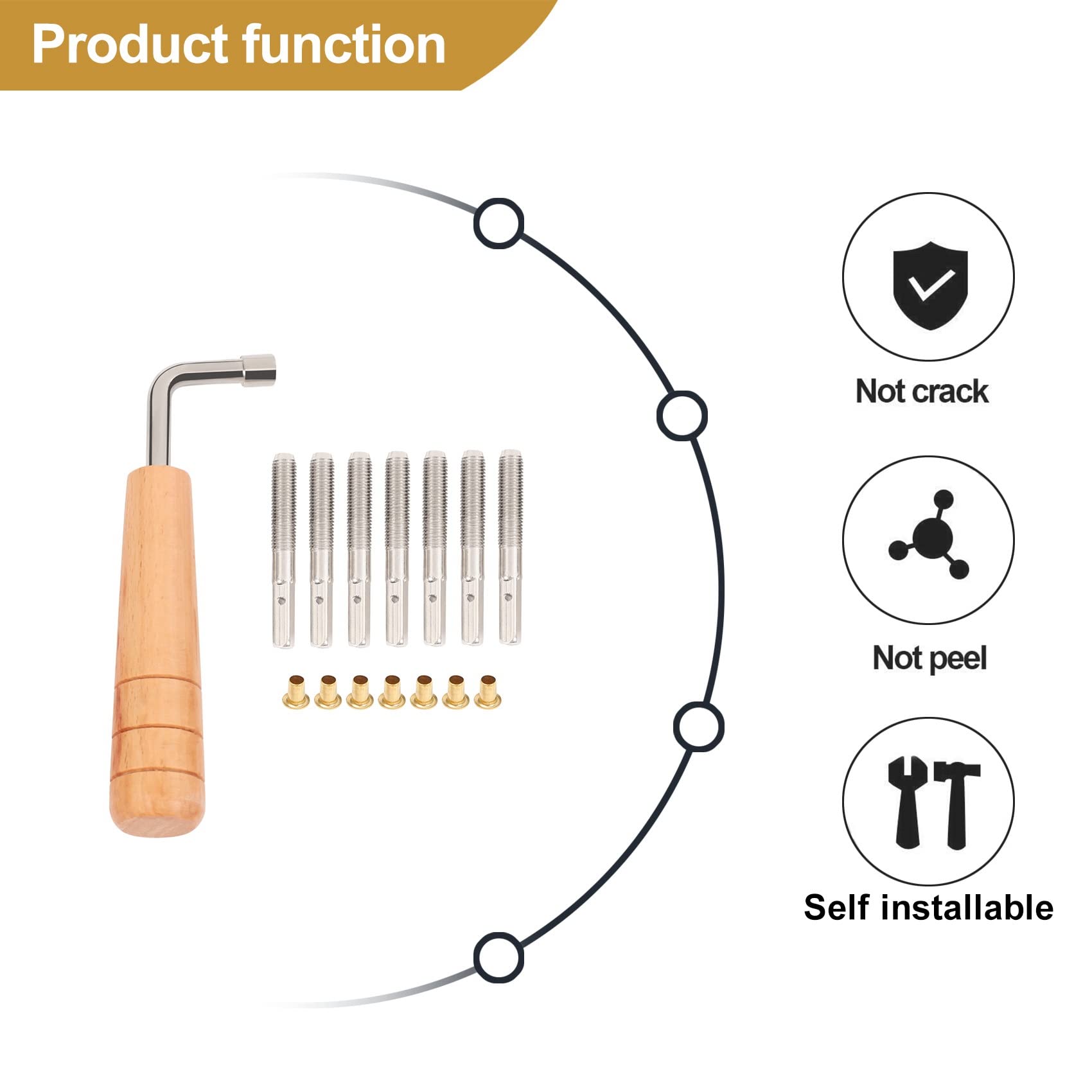 ZDSFSD 7Pcs Tuning Pins with L-Shape Tuning Wrench for Lyre Harp Strings and Other Primitive Stringed Instruments - Image 4