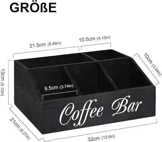 Wooden Coffee Organiser Tea Storage Coffee Accessories Coffee Station Coffee Bar Office Station Accessories Snacks in Break Room Tea Bag Storage Box