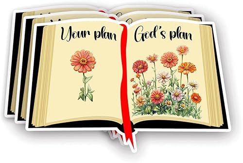 Calcomanías cristianas inspiradoras con versículo bíblico motivacional de Jesús con texto en inglés "Your Plan", 3 unidades, diseño de flores del