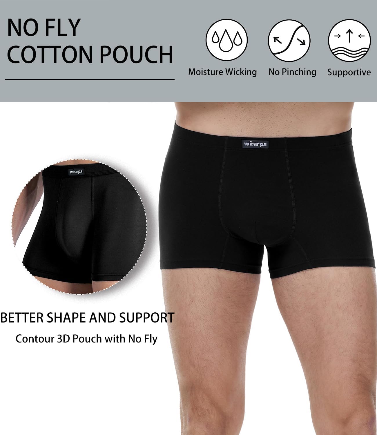 wirarpa Men's Cotton Trunks Underwear Short Leg Covered Band Boxer Briefs 4 Pack - Image 4