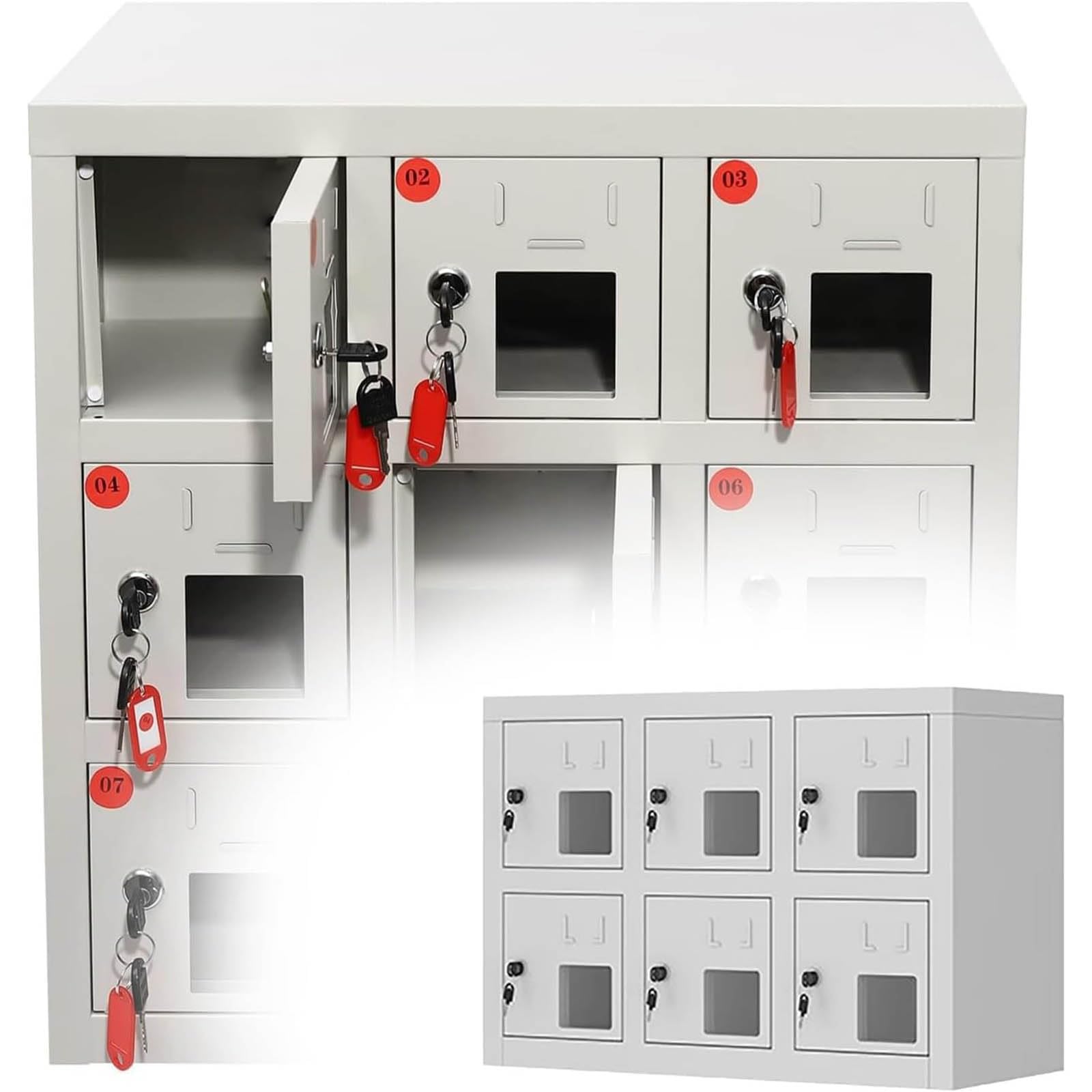Armadietto di sicurezza in acciaio inox con 6 slot per chiavi indipendenti, ideale per insegnanti e dipendenti, soluzione di sicurezza per telefoni cellulari