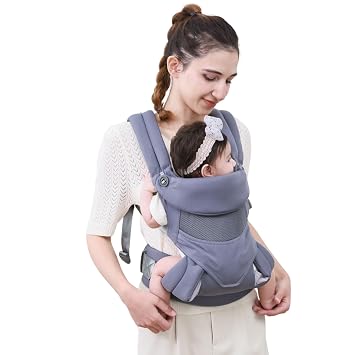 New Upgrade Ergonomic Baby Carrier Newborn Toddler Wrap Carrier,Hands Free Baby Sitting Sling,Breathable,Perfect for Infants/Chest Sling for Babies Shower Gift Grey, Upgrade-with Belt