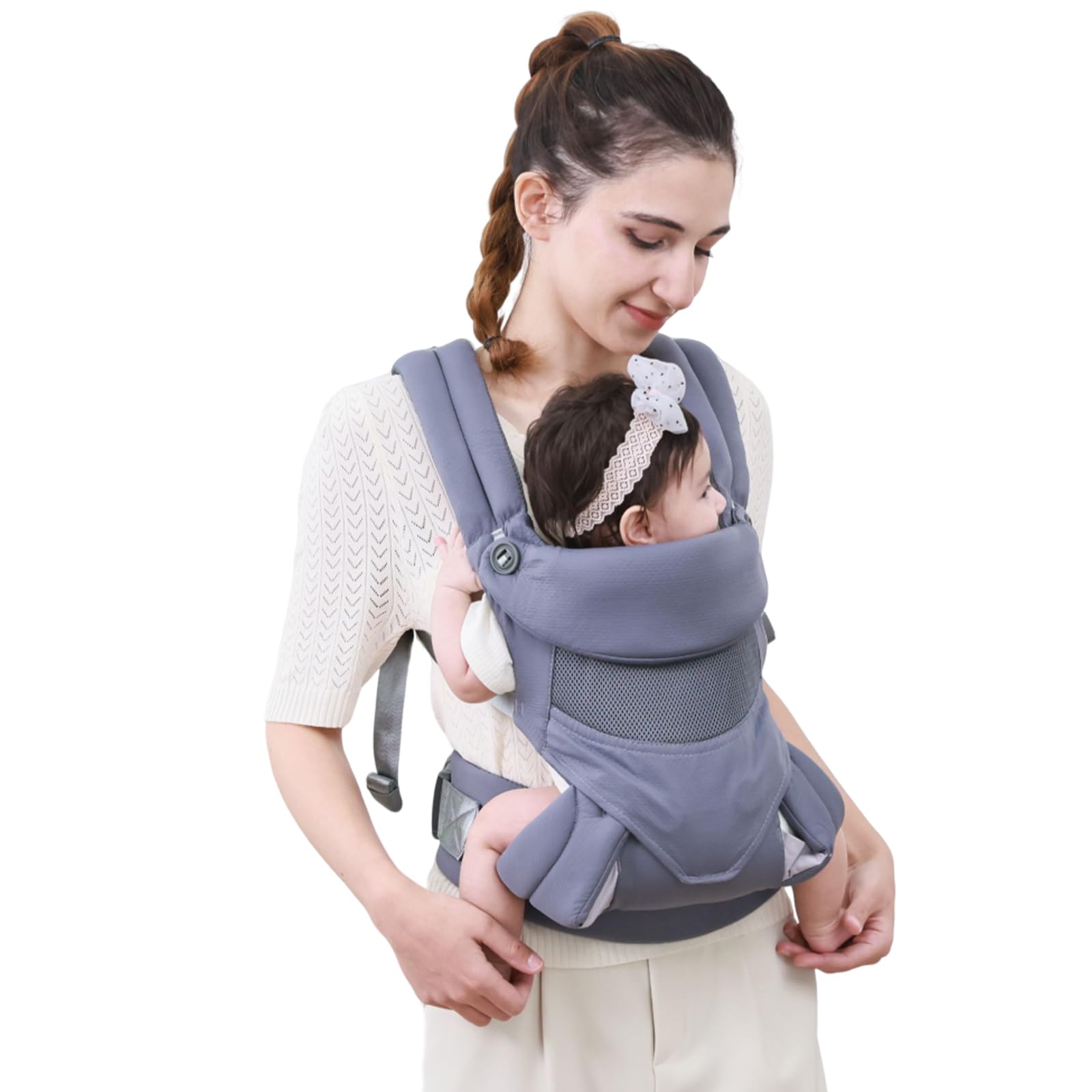Ocanoiy Baby Carrier Newborn to Toddler Baby Wrap Carrier with Hip Seat Kangaroo Carrier Toddler Infant Baby Holder for Men Women Dad Mom (Dark Blue