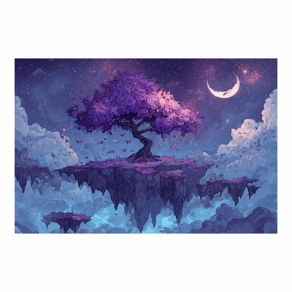 HOQIU Wall Pictures Sparksle sky tree tree poster, landscape wall art, for Living Room Bedroom Bathroom.(Multicolor)-60x80cm Unframed