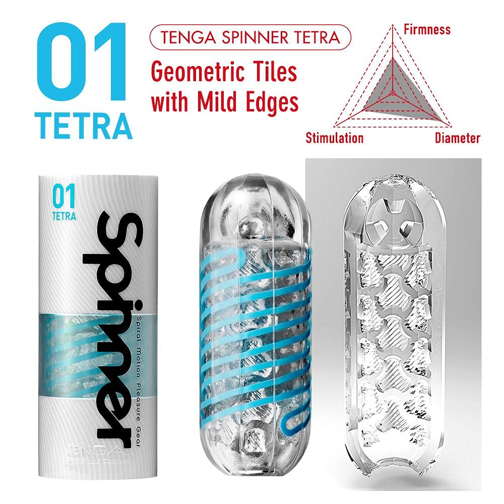 TENGA Spinner 01 Tetra- Male Sex Toys Spiral Motion Masturbator Adult Toys| Reusable TPE Flesh Material, Made in Japan: TETRA-01